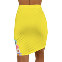 Jesus Is So Groovy Women's Mid-Waist Pencil Skirt Yellow-KVOM