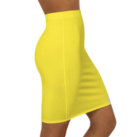 Jesus Is So Groovy Women's Mid-Waist Pencil Skirt Yellow-KVOM