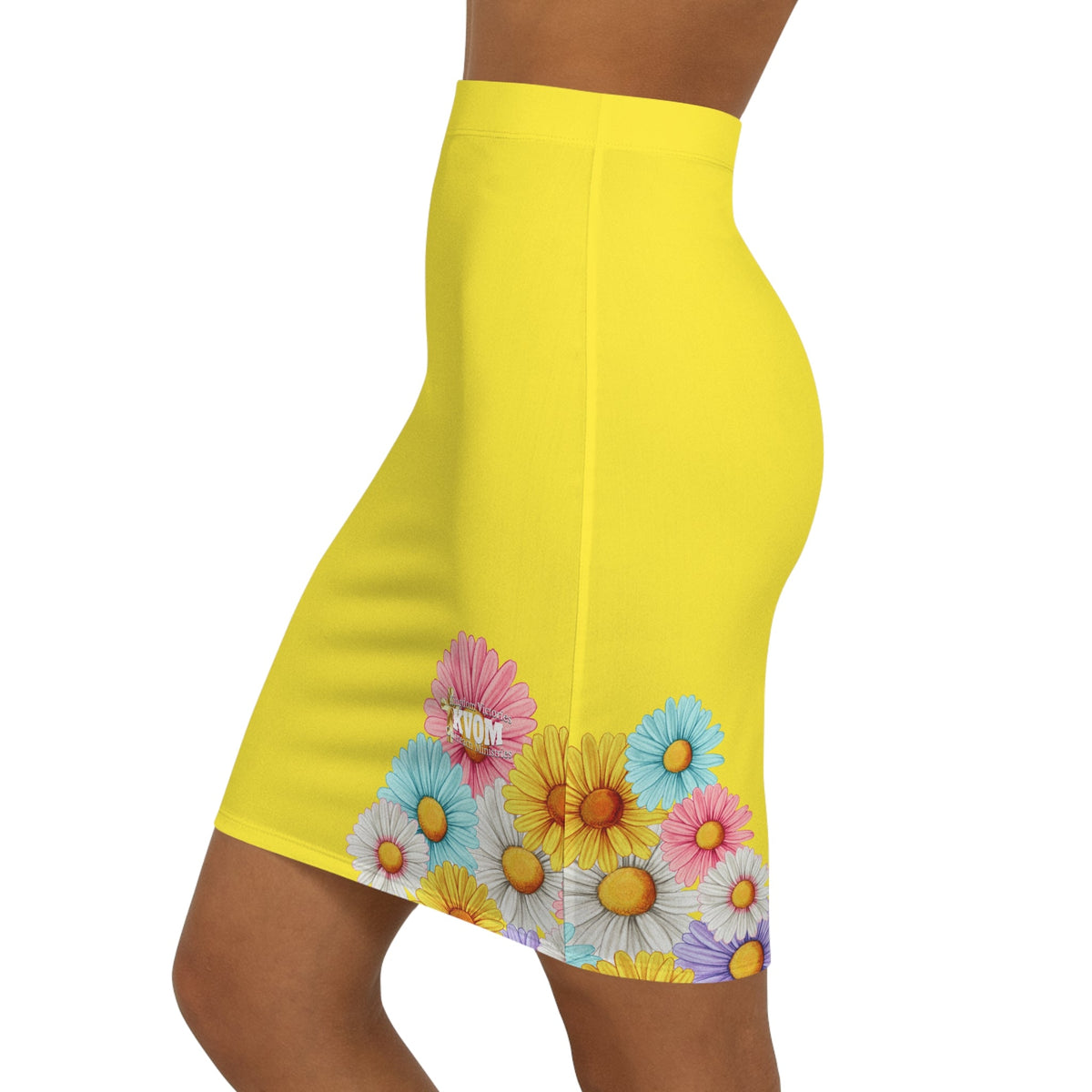 Jesus Is So Groovy Women's Mid-Waist Pencil Skirt Yellow-KVOM