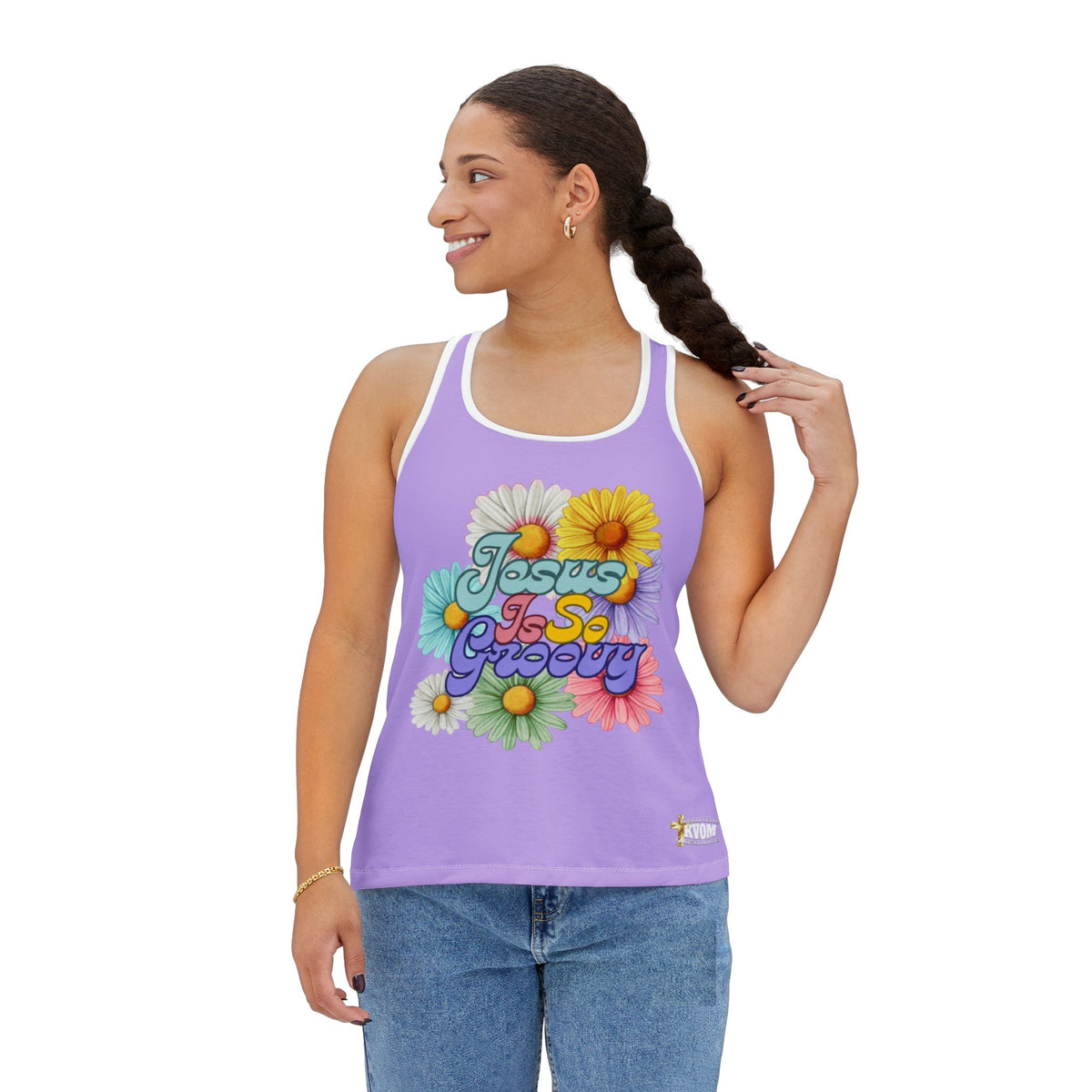 Jesus Is So Groovy Women's Tank Top Lt Purple-KVOM