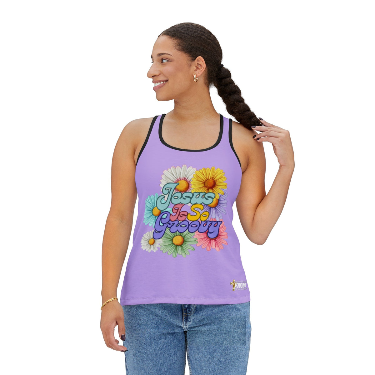 Jesus Is So Groovy Women's Tank Top Lt Purple-KVOM