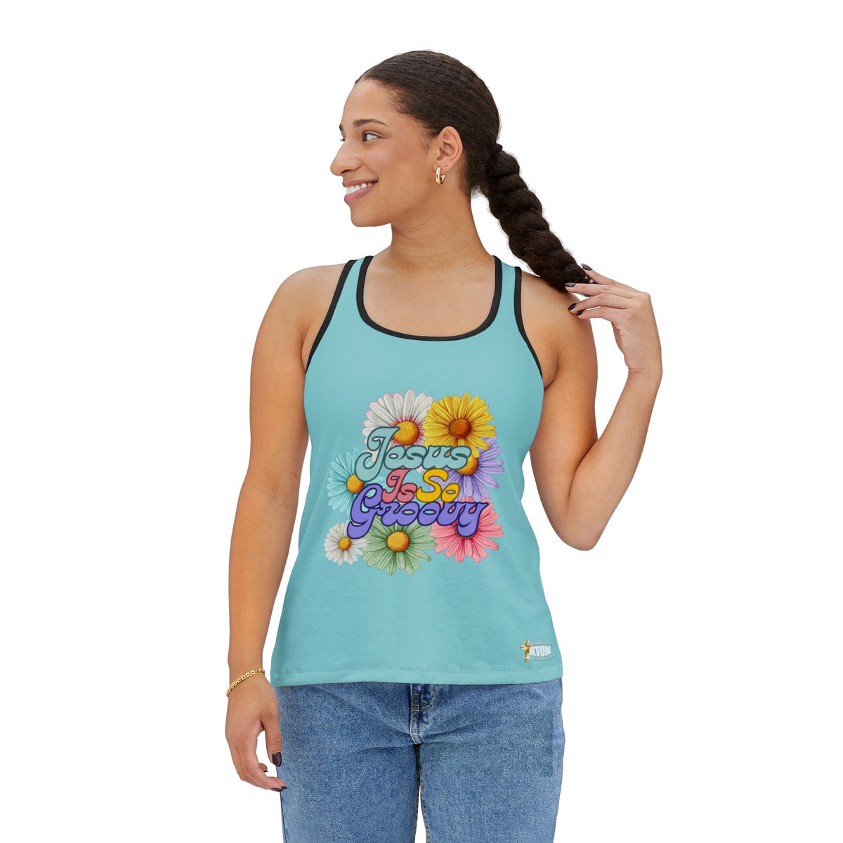 Jesus Is So Groovy Women's Tank Top Turqouise-KVOM