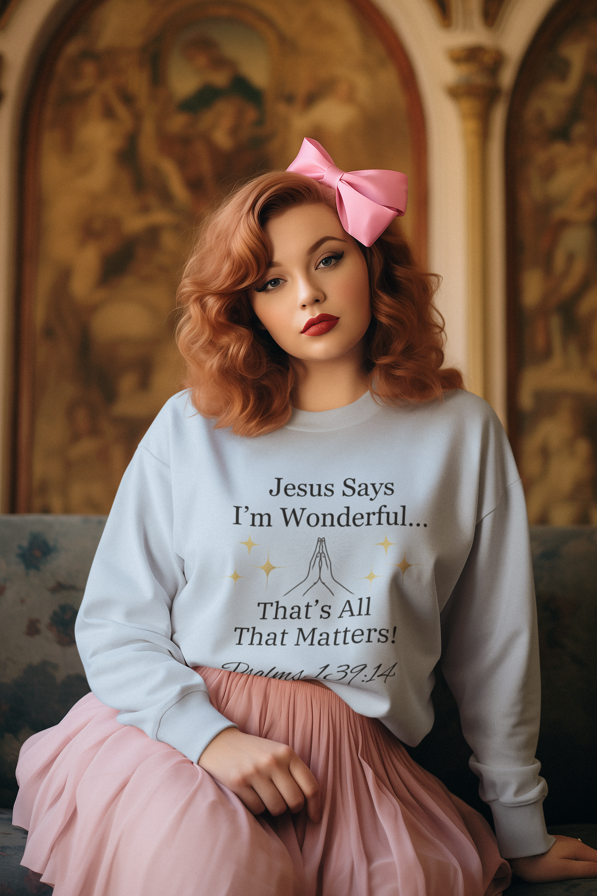 Jesus Says I'm Wonderful Women's Long Sleeve Tee, Vintage Sky-KVOM; KVOM Christian Clothing; Women’s Clothing; Women's Vintage Clothing; Dainty Vintage; Women’s T-Shirts; Hoodies Sale; Ladies Tops; Ladies Dresses; Floral Tops; Floral Dresses; Flower Clothes; Activewear; Glorious; Psalms; Blessings On Blessings; Teens Clothing; Christian Book Store; Girl’s Clothing Sale; Mother’s Day Sale; Gifts For Sister; Christian Gifts; Gifts for Daughter; Spring Sale; Clearance Sale; Jesus; Christ Is King; Holy Ghost; G