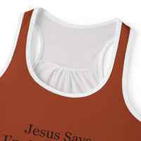 Jesus Says I'm Wonderful Women's Tank Top, Antique Auburn-KVOM; KVOM Christian Clothing; Women’s Clothing; Women's Vintage Clothing; Dainty Vintage; Women’s T-Shirts; Hoodies Sale; Ladies Tops; Ladies Dresses; Floral Tops; Floral Dresses; Flower Clothes; Activewear; Glorious; Psalms; Blessings On Blessings; Teens Clothing; Christian Book Store; Girl’s Clothing Sale; Mother’s Day Sale; Gifts For Sister; Christian Gifts; Gifts for Daughter; Spring Sale; Clearance Sale; Jesus; Christ Is King; Holy Ghost; God G