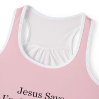 Jesus Says I'm Wonderful Women's Tank Top, Dainty Pink-KVOM; KVOM Christian Clothing; Women’s Clothing; Women's Vintage Clothing; Dainty Vintage; Women’s T-Shirts; Hoodies Sale; Ladies Tops; Ladies Dresses; Floral Tops; Floral Dresses; Flower Clothes; Activewear; Glorious; Psalms; Blessings On Blessings; Teens Clothing; Christian Book Store; Girl’s Clothing Sale; Mother’s Day Sale; Gifts For Sister; Christian Gifts; Gifts for Daughter; Spring Sale; Clearance Sale; Jesus; Christ Is King; Holy Ghost; God Got 