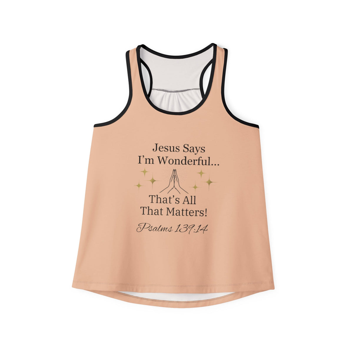 Jesus Says I'm Wonderful Women's Tank Top, English Biscuit Beige-KVOM; KVOM Christian Clothing; Women’s Clothing; Women's Vintage Clothing; Dainty Vintage; Women’s T-Shirts; Hoodies Sale; Ladies Tops; Ladies Dresses; Floral Tops; Floral Dresses; Flower Clothes; Activewear; Glorious; Psalms; Blessings On Blessings; Teens Clothing; Christian Book Store; Girl’s Clothing Sale; Mother’s Day Sale; Gifts For Sister; Christian Gifts; Gifts for Daughter; Spring Sale; Clearance Sale; Jesus; Christ Is King; Holy Ghost