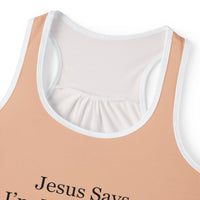 Jesus Says I'm Wonderful Women's Tank Top, English Biscuit Beige-KVOM; KVOM Christian Clothing; Women’s Clothing; Women's Vintage Clothing; Dainty Vintage; Women’s T-Shirts; Hoodies Sale; Ladies Tops; Ladies Dresses; Floral Tops; Floral Dresses; Flower Clothes; Activewear; Glorious; Psalms; Blessings On Blessings; Teens Clothing; Christian Book Store; Girl’s Clothing Sale; Mother’s Day Sale; Gifts For Sister; Christian Gifts; Gifts for Daughter; Spring Sale; Clearance Sale; Jesus; Christ Is King; Holy Ghost