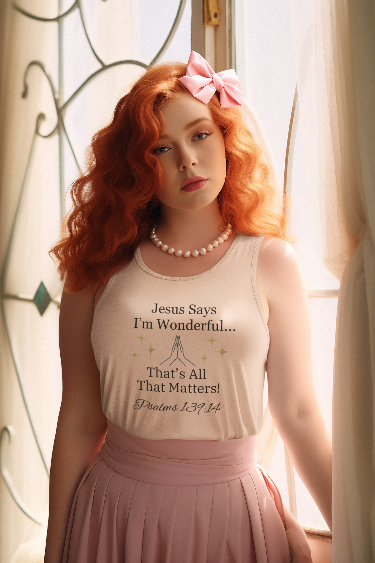 Jesus Says I'm Wonderful Women's Tank Top, English Biscuit Beige-KVOM; KVOM Christian Clothing; Women’s Clothing; Women's Vintage Clothing; Dainty Vintage; Women’s T-Shirts; Hoodies Sale; Ladies Tops; Ladies Dresses; Floral Tops; Floral Dresses; Flower Clothes; Activewear; Glorious; Psalms; Blessings On Blessings; Teens Clothing; Christian Book Store; Girl’s Clothing Sale; Mother’s Day Sale; Gifts For Sister; Christian Gifts; Gifts for Daughter; Spring Sale; Clearance Sale; Jesus; Christ Is King; Holy Ghost