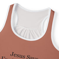 Jesus Says I'm Wonderful Women's Tank Top, English Nude Toffee-KVOM; KVOM Christian Clothing; Women’s Clothing; Women's Vintage Clothing; Dainty Vintage; Women’s T-Shirts; Hoodies Sale; Ladies Tops; Ladies Dresses; Floral Tops; Floral Dresses; Flower Clothes; Activewear; Glorious; Psalms; Blessings On Blessings; Teens Clothing; Christian Book Store; Girl’s Clothing Sale; Mother’s Day Sale; Gifts For Sister; Christian Gifts; Gifts for Daughter; Spring Sale; Clearance Sale; Jesus; Christ Is King; Holy Ghost; 