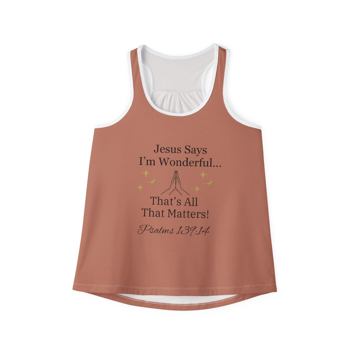 Jesus Says I'm Wonderful Women's Tank Top, English Nude Toffee-KVOM; KVOM Christian Clothing; Women’s Clothing; Women's Vintage Clothing; Dainty Vintage; Women’s T-Shirts; Hoodies Sale; Ladies Tops; Ladies Dresses; Floral Tops; Floral Dresses; Flower Clothes; Activewear; Glorious; Psalms; Blessings On Blessings; Teens Clothing; Christian Book Store; Girl’s Clothing Sale; Mother’s Day Sale; Gifts For Sister; Christian Gifts; Gifts for Daughter; Spring Sale; Clearance Sale; Jesus; Christ Is King; Holy Ghost; 