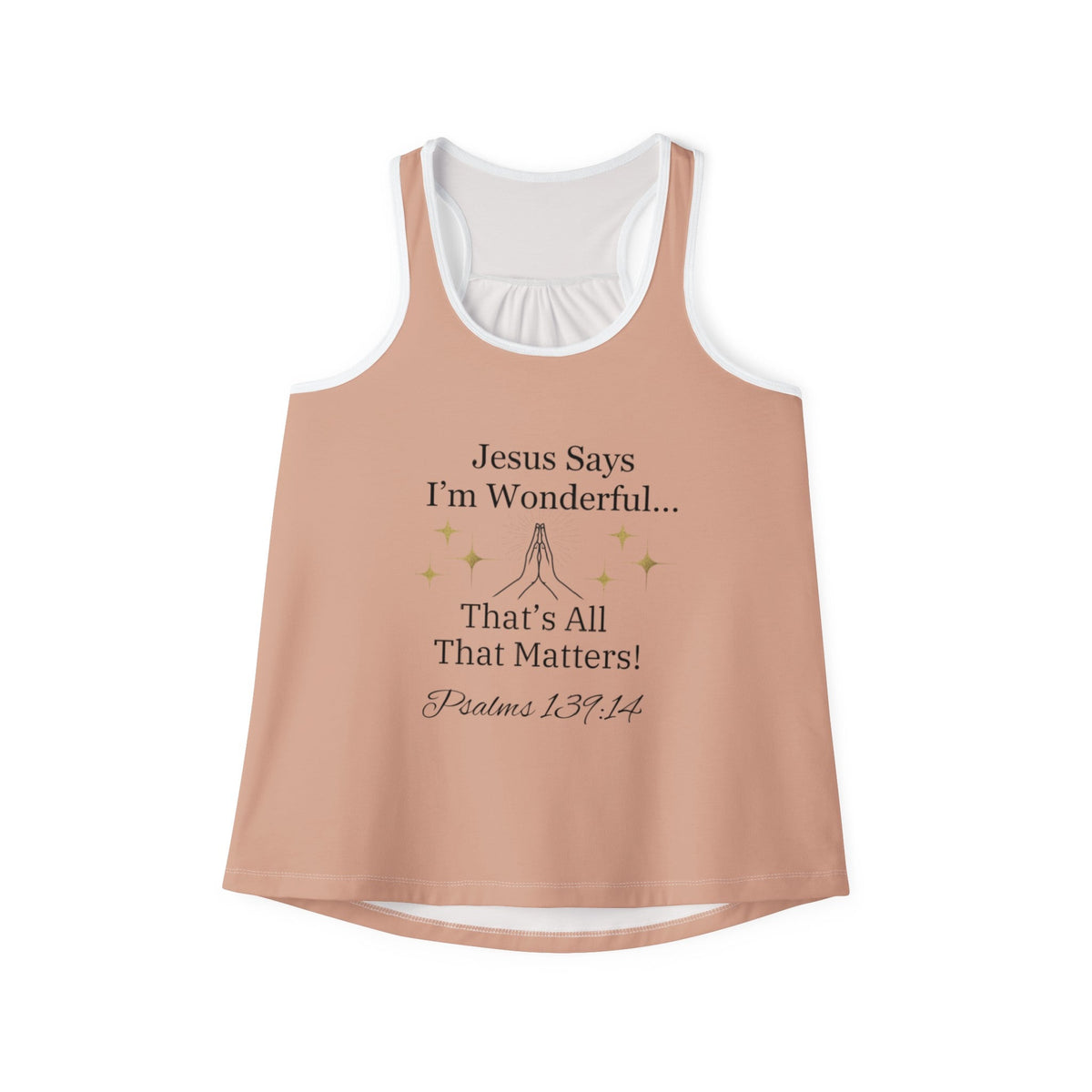 Jesus Says I'm Wonderful Women's Tank Top, English Peach-KVOM; KVOM Christian Clothing; Women’s Clothing; Women's Vintage Clothing; Dainty Vintage; Women’s T-Shirts; Hoodies Sale; Ladies Tops; Ladies Dresses; Floral Tops; Floral Dresses; Flower Clothes; Activewear; Glorious; Psalms; Blessings On Blessings; Teens Clothing; Christian Book Store; Girl’s Clothing Sale; Mother’s Day Sale; Gifts For Sister; Christian Gifts; Gifts for Daughter; Spring Sale; Clearance Sale; Jesus; Christ Is King; Holy Ghost; God Go