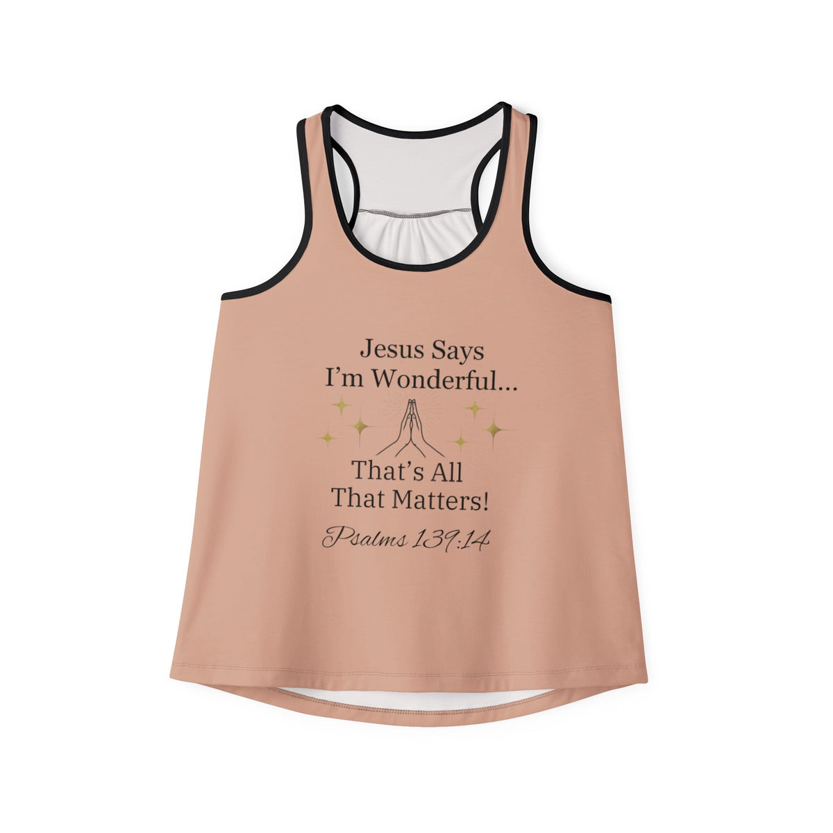 Jesus Says I'm Wonderful Women's Tank Top, English Peach-KVOM; KVOM Christian Clothing; Women’s Clothing; Women's Vintage Clothing; Dainty Vintage; Women’s T-Shirts; Hoodies Sale; Ladies Tops; Ladies Dresses; Floral Tops; Floral Dresses; Flower Clothes; Activewear; Glorious; Psalms; Blessings On Blessings; Teens Clothing; Christian Book Store; Girl’s Clothing Sale; Mother’s Day Sale; Gifts For Sister; Christian Gifts; Gifts for Daughter; Spring Sale; Clearance Sale; Jesus; Christ Is King; Holy Ghost; God Go