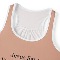 Jesus Says I'm Wonderful Women's Tank Top, English Peach-KVOM; KVOM Christian Clothing; Women’s Clothing; Women's Vintage Clothing; Dainty Vintage; Women’s T-Shirts; Hoodies Sale; Ladies Tops; Ladies Dresses; Floral Tops; Floral Dresses; Flower Clothes; Activewear; Glorious; Psalms; Blessings On Blessings; Teens Clothing; Christian Book Store; Girl’s Clothing Sale; Mother’s Day Sale; Gifts For Sister; Christian Gifts; Gifts for Daughter; Spring Sale; Clearance Sale; Jesus; Christ Is King; Holy Ghost; God Go