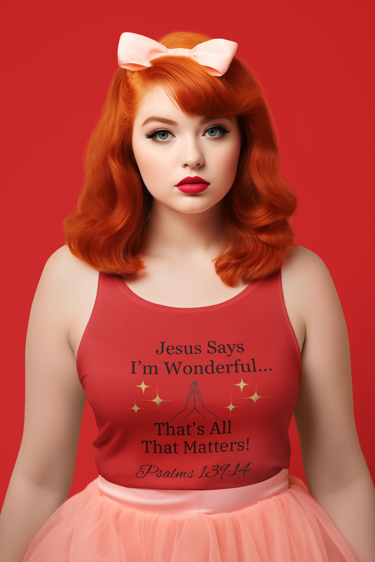 Jesus Says I'm Wonderful Women's Tank Top, English Red Rose-KVOM; KVOM Christian Clothing; Women’s Clothing; Women's Vintage Clothing; Dainty Vintage; Women’s T-Shirts; Hoodies Sale; Ladies Tops; Ladies Dresses; Floral Tops; Floral Dresses; Flower Clothes; Activewear; Glorious; Psalms; Blessings On Blessings; Teens Clothing; Christian Book Store; Girl’s Clothing Sale; Mother’s Day Sale; Gifts For Sister; Christian Gifts; Gifts for Daughter; Spring Sale; Clearance Sale; Jesus; Christ Is King; Holy Ghost; God