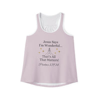 Jesus Says I'm Wonderful Women's Tank Top, Ivory Blush-KVOM; KVOM Christian Clothing; Women’s Clothing; Women's Vintage Clothing; Dainty Vintage; Women’s T-Shirts; Hoodies Sale; Ladies Tops; Ladies Dresses; Floral Tops; Floral Dresses; Flower Clothes; Activewear; Glorious; Psalms; Blessings On Blessings; Teens Clothing; Christian Book Store; Girl’s Clothing Sale; Mother’s Day Sale; Gifts For Sister; Christian Gifts; Gifts for Daughter; Spring Sale; Clearance Sale; Jesus; Christ Is King; Holy Ghost; God Got 