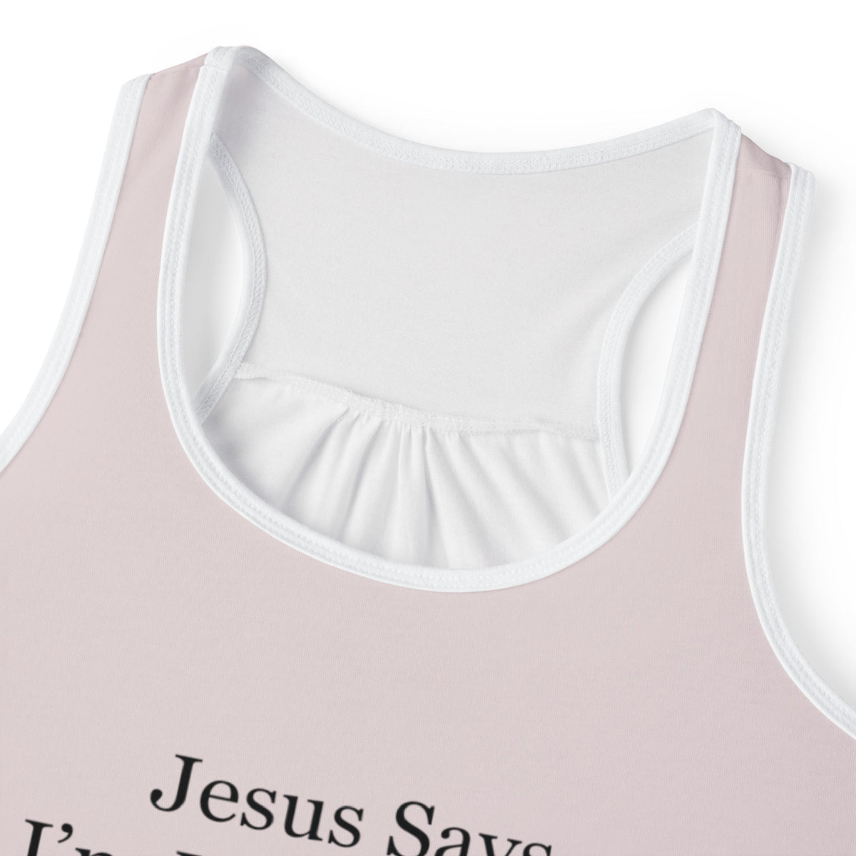 Jesus Says I'm Wonderful Women's Tank Top, Pink Ivory-KVOM; KVOM Christian Clothing; Women’s Clothing; Women's Vintage Clothing; Dainty Vintage; Women’s T-Shirts; Hoodies Sale; Ladies Tops; Ladies Dresses; Floral Tops; Floral Dresses; Flower Clothes; Activewear; Glorious; Psalms; Blessings On Blessings; Teens Clothing; Christian Book Store; Girl’s Clothing Sale; Mother’s Day Sale; Gifts For Sister; Christian Gifts; Gifts for Daughter; Spring Sale; Clearance Sale; Jesus; Christ Is King; Holy Ghost; God Got M