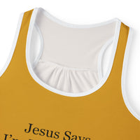 Jesus Says I'm Wonderful Women's Tank Top, Vintage Gold-KVOM; KVOM Christian Clothing; Women’s Clothing; Women's Vintage Clothing; Dainty Vintage; Women’s T-Shirts; Hoodies Sale; Ladies Tops; Ladies Dresses; Floral Tops; Floral Dresses; Flower Clothes; Activewear; Glorious; Psalms; Blessings On Blessings; Teens Clothing; Christian Book Store; Girl’s Clothing Sale; Mother’s Day Sale; Gifts For Sister; Christian Gifts; Gifts for Daughter; Spring Sale; Clearance Sale; Jesus; Christ Is King; Holy Ghost; God Got