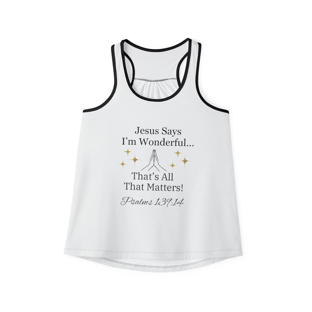 Jesus Says I'm Wonderful Women's Tank Top, Vintage White-KVOM; KVOM Christian Clothing; Women’s Clothing; Women's Vintage Clothing; Dainty Vintage; Women’s T-Shirts; Hoodies Sale; Ladies Tops; Ladies Dresses; Floral Tops; Floral Dresses; Flower Clothes; Activewear; Glorious; Psalms; Blessings On Blessings; Teens Clothing; Christian Book Store; Girl’s Clothing Sale; Mother’s Day Sale; Gifts For Sister; Christian Gifts; Gifts for Daughter; Spring Sale; Clearance Sale; Jesus; Christ Is King; Holy Ghost; God Go