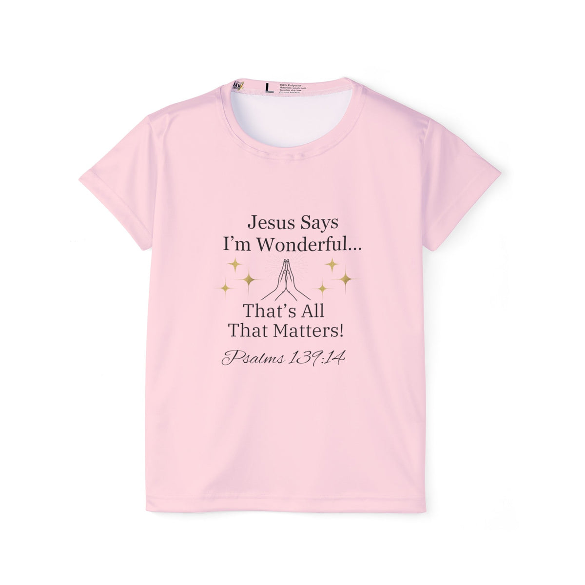 Jesus Says I'm Wonderful Women's Tee, Dainty Pink-KVOM; KVOM Christian Clothing; Women’s Clothing; Women's Vintage Clothing; Dainty Vintage; Women’s T-Shirts; Hoodies Sale; Ladies Tops; Ladies Dresses; Floral Tops; Floral Dresses; Flower Clothes; Activewear; Glorious; Psalms; Blessings On Blessings; Teens Clothing; Christian Book Store; Girl’s Clothing Sale; Mother’s Day Sale; Gifts For Sister; Christian Gifts; Gifts for Daughter; Spring Sale; Clearance Sale; Jesus; Christ Is King; Holy Ghost; God Got Me; S