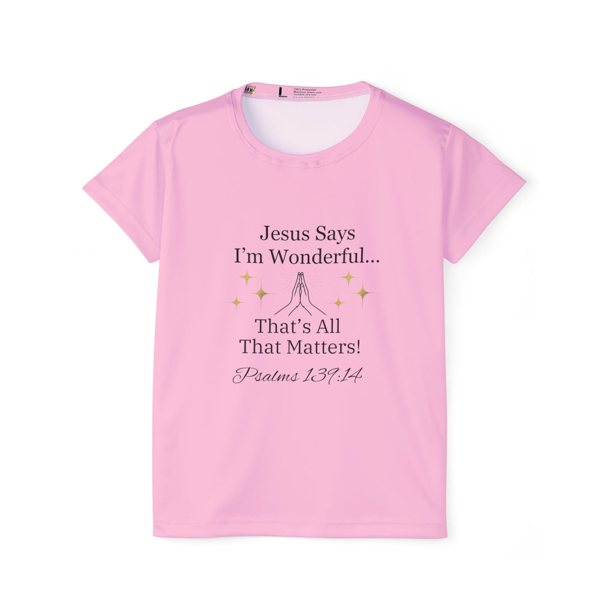 Jesus Says I'm Wonderful Women's Tee, Darling Pink-KVOM; KVOM Christian Clothing; Women’s Clothing; Women's Vintage Clothing; Dainty Vintage; Women’s T-Shirts; Hoodies Sale; Ladies Tops; Ladies Dresses; Floral Tops; Floral Dresses; Flower Clothes; Activewear; Glorious; Psalms; Blessings On Blessings; Teens Clothing; Christian Book Store; Girl’s Clothing Sale; Mother’s Day Sale; Gifts For Sister; Christian Gifts; Gifts for Daughter; Spring Sale; Clearance Sale; Jesus; Christ Is King; Holy Ghost; God Got Me; 