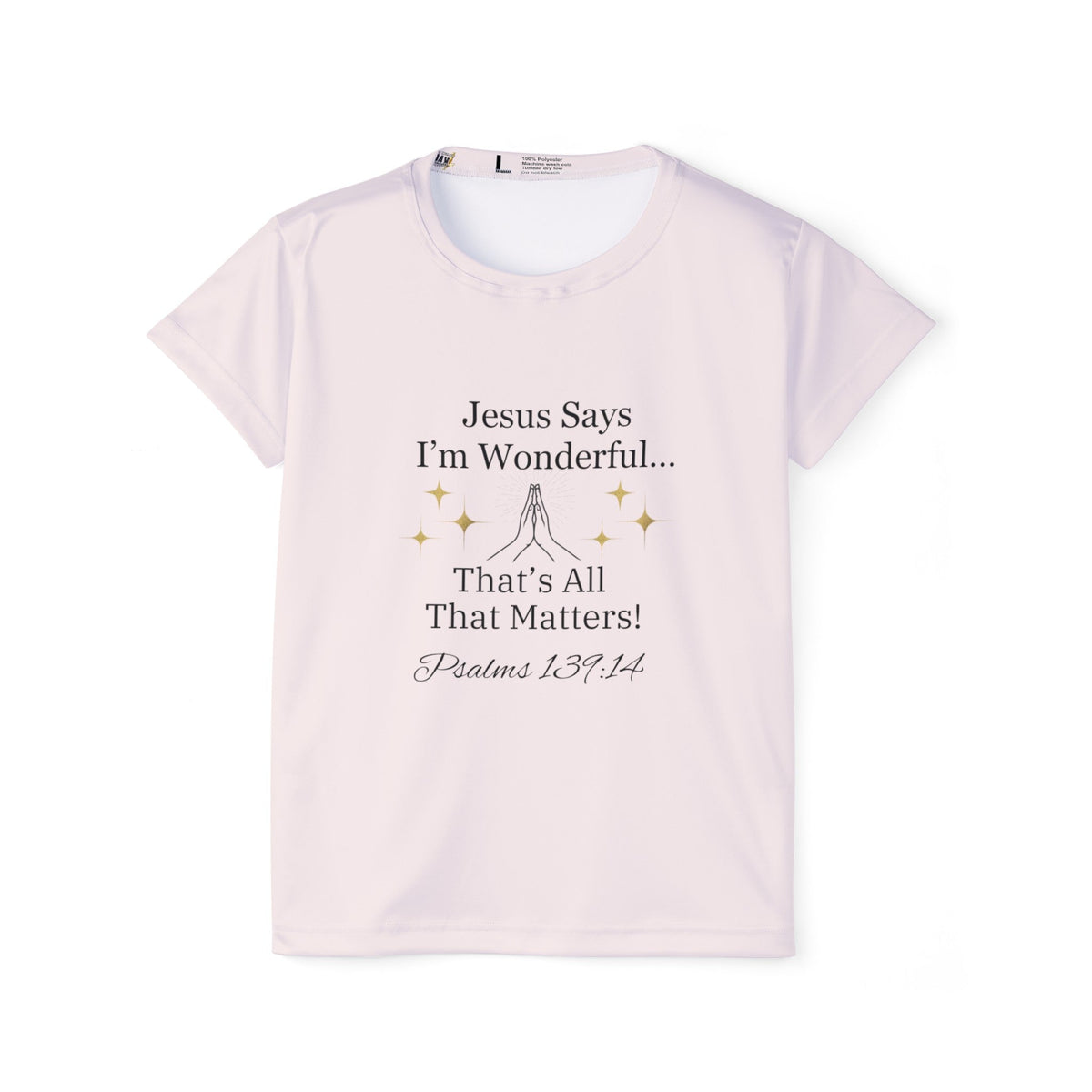 Jesus Says I'm Wonderful Women's Tee, Pink Ivory-KVOM; KVOM Christian Clothing; Women’s Clothing; Women's Vintage Clothing; Dainty Vintage; Women’s T-Shirts; Hoodies Sale; Ladies Tops; Ladies Dresses; Floral Tops; Floral Dresses; Flower Clothes; Activewear; Glorious; Psalms; Blessings On Blessings; Teens Clothing; Christian Book Store; Girl’s Clothing Sale; Mother’s Day Sale; Gifts For Sister; Christian Gifts; Gifts for Daughter; Spring Sale; Clearance Sale; Jesus; Christ Is King; Holy Ghost; God Got Me; Sp