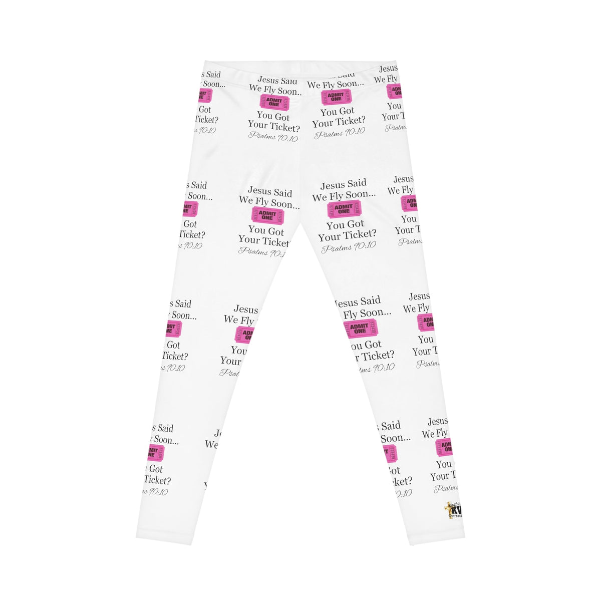 Jesus Says We Fly Soon Ticket? Women's Casual Leggings White-KVOM