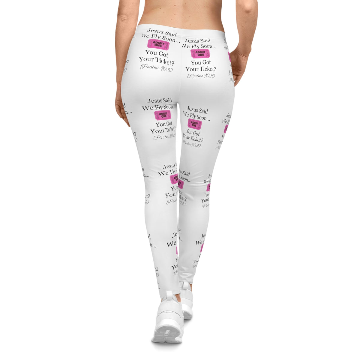 Jesus Says We Fly Soon Ticket? Women's Casual Leggings White-KVOM