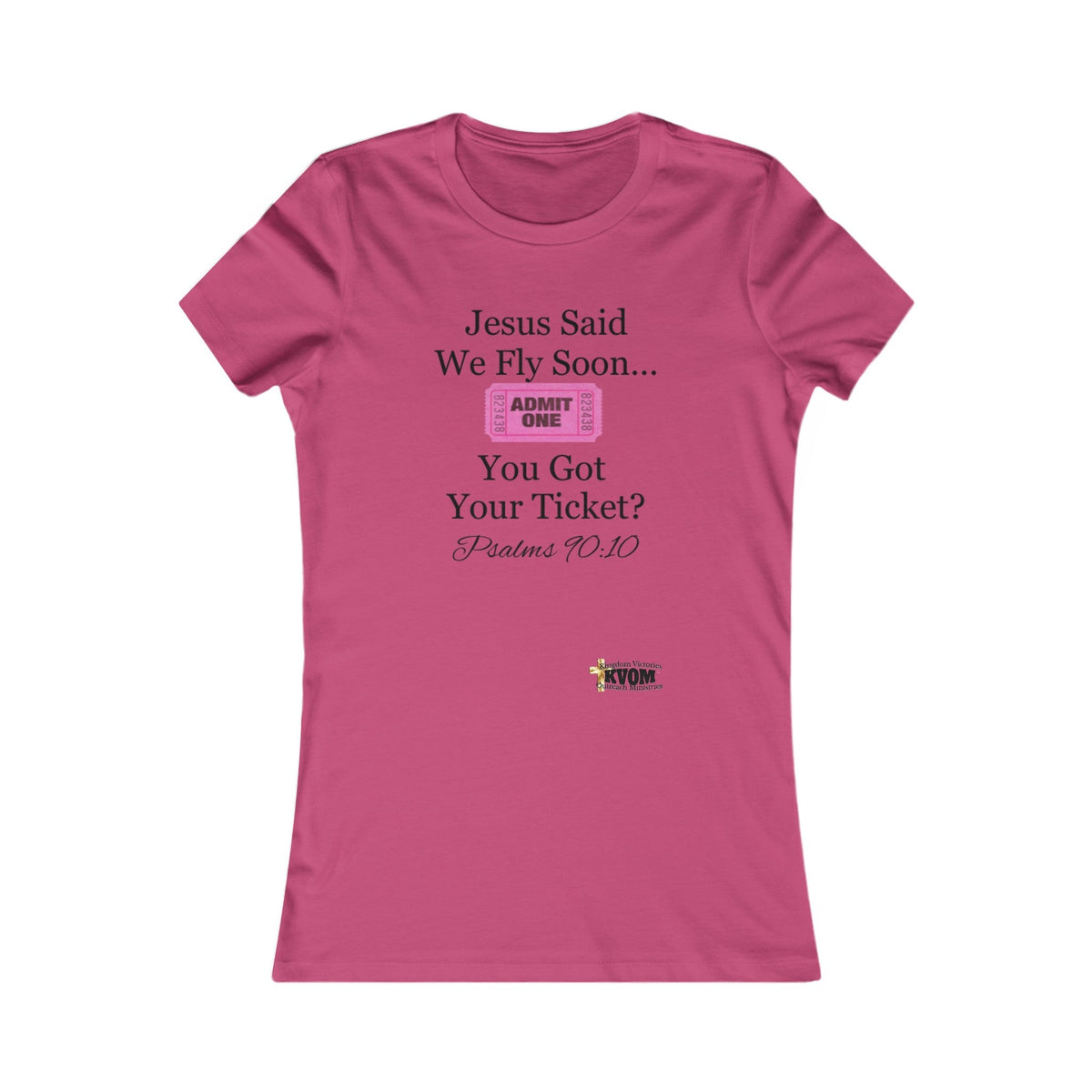 Jesus Says We Fly Soon Ticket? Women's Fitted Tee-KVOM