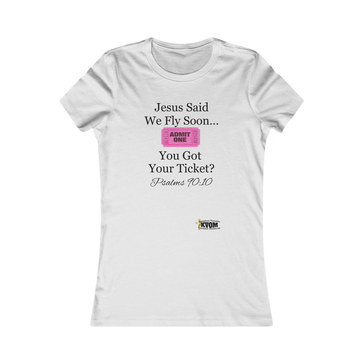 Jesus Says We Fly Soon Ticket? Women's Fitted Tee-KVOM