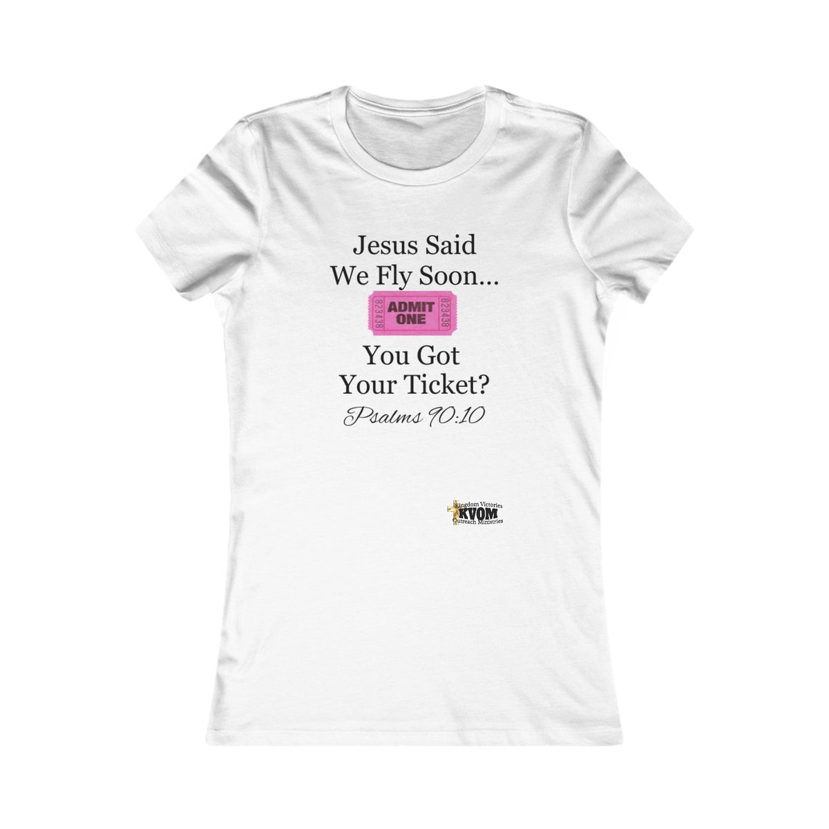 Jesus Says We Fly Soon Ticket? Women's Fitted Tee-KVOM