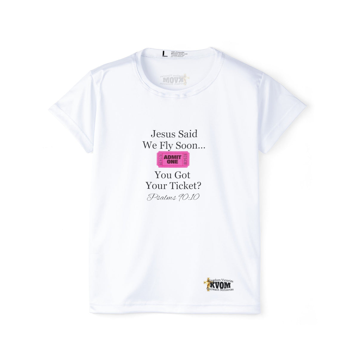 Jesus Says We Fly Soon Ticket? Women's Jersey T-Shirt White-KVOM