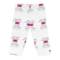 Jesus Says We Fly Soon Ticket? Women's Leggings, White-KVOM