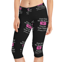 Jesus Says We Fly Soon Ticket? Women's Mid-Length Leggings Black-KVOM