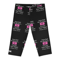 Jesus Says We Fly Soon Ticket? Women's Mid-Length Leggings Black-KVOM