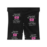 Jesus Says We Fly Soon Ticket? Women's Shorts Black-KVOM