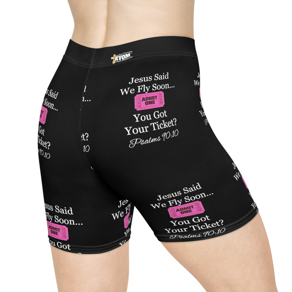 Jesus Says We Fly Soon Ticket? Women's Shorts Black-KVOM