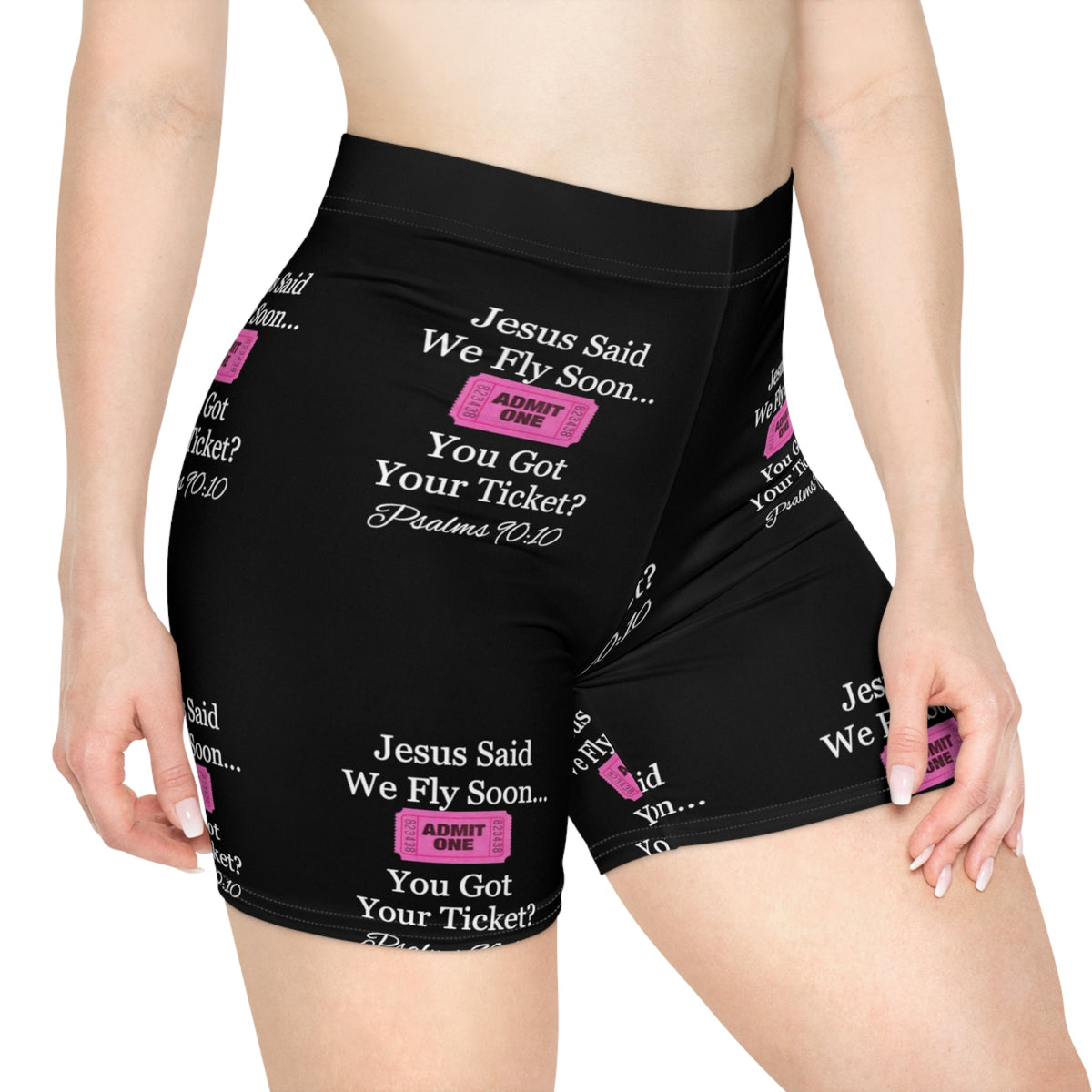 Jesus Says We Fly Soon Ticket? Women's Shorts Black-KVOM