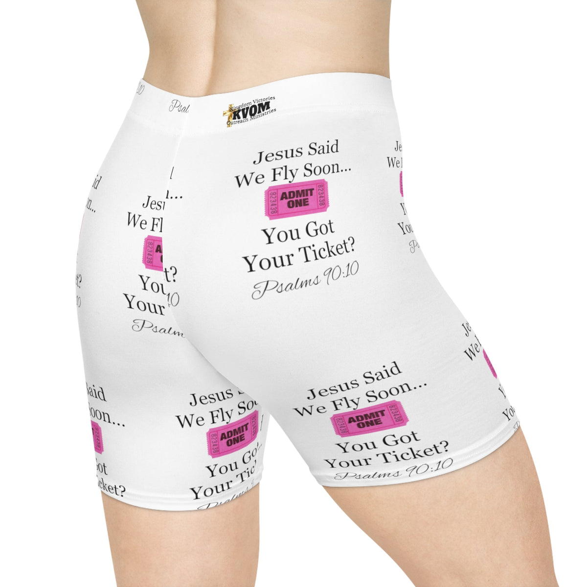 Jesus Says We Fly Soon Ticket? Women's Shorts White-KVOM