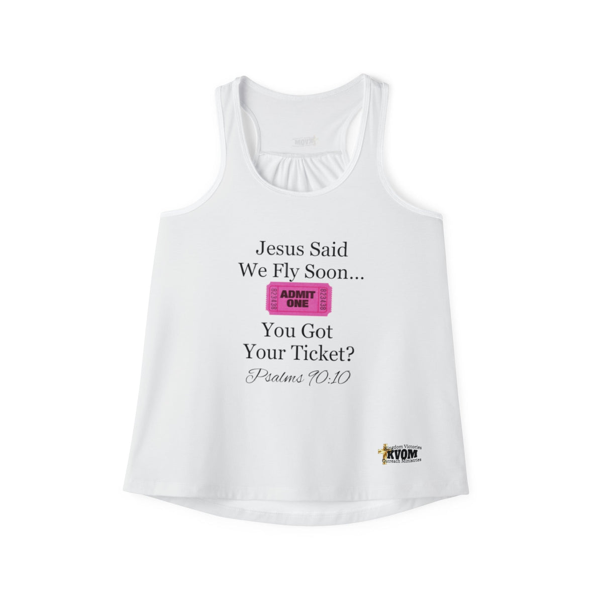 Jesus Says We Fly Soon Ticket? Women's Tank Top White-KVOM