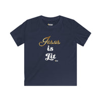 Jesus is Lit Kids Relaxed Fit T-Shirt-KVOM KVOM Christian Clothing; Women’s Clothing; Women’s T-Shirts; Men's Clothing; Men's T-Shirts, Hoodies Sale; Ladies Tops; Ladies Dresses; Floral Tops; Floral Dresses; Flower Clothes; Activewear; Glorious; Psalms; Blessings On Blessings; Teens Clothing; Christian Book Store; Girl’s Clothing Sale; Mother’s Day Sale; Gifts For Sister; Christian Gifts; Gifts for Daughter; Spring Sale; Clearance Sale; Jesus; Christ Is King; Holy Ghost; God Got Me; Spiritual Warrior; Proph