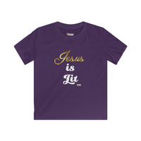 Jesus is Lit Kids Relaxed Fit T-Shirt-KVOM KVOM Christian Clothing; Women’s Clothing; Women’s T-Shirts; Men's Clothing; Men's T-Shirts, Hoodies Sale; Ladies Tops; Ladies Dresses; Floral Tops; Floral Dresses; Flower Clothes; Activewear; Glorious; Psalms; Blessings On Blessings; Teens Clothing; Christian Book Store; Girl’s Clothing Sale; Mother’s Day Sale; Gifts For Sister; Christian Gifts; Gifts for Daughter; Spring Sale; Clearance Sale; Jesus; Christ Is King; Holy Ghost; God Got Me; Spiritual Warrior; Proph