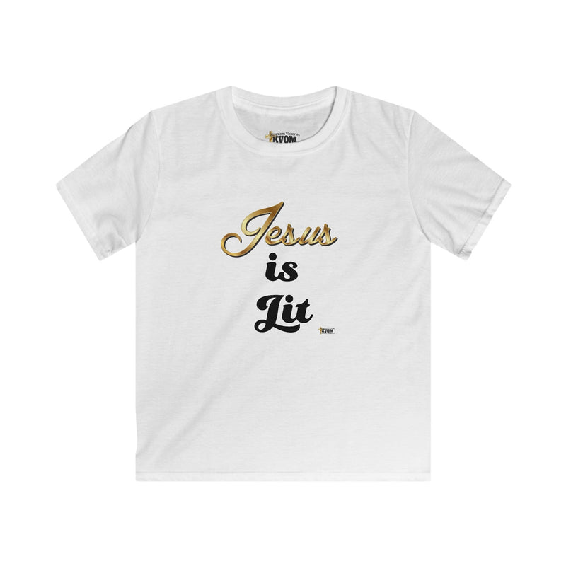 Jesus is Lit Kids Relaxed Fit T-Shirt-KVOM KVOM Christian Clothing; Women’s Clothing; Women’s T-Shirts; Men's Clothing; Men's T-Shirts, Hoodies Sale; Ladies Tops; Ladies Dresses; Floral Tops; Floral Dresses; Flower Clothes; Activewear; Glorious; Psalms; Blessings On Blessings; Teens Clothing; Christian Book Store; Girl’s Clothing Sale; Mother’s Day Sale; Gifts For Sister; Christian Gifts; Gifts for Daughter; Spring Sale; Clearance Sale; Jesus; Christ Is King; Holy Ghost; God Got Me; Spiritual Warrior; Proph