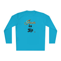 Jesus is Lit Men's Activewear Long Sleeve T-Shirt-KVOM KVOM Christian Clothing; Women’s Clothing; Women’s T-Shirts; Men's Clothing; Men's T-Shirts, Hoodies Sale; Ladies Tops; Ladies Dresses; Floral Tops; Floral Dresses; Flower Clothes; Activewear; Glorious; Psalms; Blessings On Blessings; Teens Clothing; Christian Book Store; Girl’s Clothing Sale; Mother’s Day Sale; Gifts For Sister; Christian Gifts; Gifts for Daughter; Spring Sale; Clearance Sale; Jesus; Christ Is King; Holy Ghost; God Got Me; Spiritual Wa