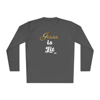 Jesus is Lit Men's Activewear Long Sleeve T-Shirt-KVOM KVOM Christian Clothing; Women’s Clothing; Women’s T-Shirts; Men's Clothing; Men's T-Shirts, Hoodies Sale; Ladies Tops; Ladies Dresses; Floral Tops; Floral Dresses; Flower Clothes; Activewear; Glorious; Psalms; Blessings On Blessings; Teens Clothing; Christian Book Store; Girl’s Clothing Sale; Mother’s Day Sale; Gifts For Sister; Christian Gifts; Gifts for Daughter; Spring Sale; Clearance Sale; Jesus; Christ Is King; Holy Ghost; God Got Me; Spiritual Wa