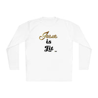 Jesus is Lit Men's Activewear Long Sleeve T-Shirt-KVOM KVOM Christian Clothing; Women’s Clothing; Women’s T-Shirts; Men's Clothing; Men's T-Shirts, Hoodies Sale; Ladies Tops; Ladies Dresses; Floral Tops; Floral Dresses; Flower Clothes; Activewear; Glorious; Psalms; Blessings On Blessings; Teens Clothing; Christian Book Store; Girl’s Clothing Sale; Mother’s Day Sale; Gifts For Sister; Christian Gifts; Gifts for Daughter; Spring Sale; Clearance Sale; Jesus; Christ Is King; Holy Ghost; God Got Me; Spiritual Wa