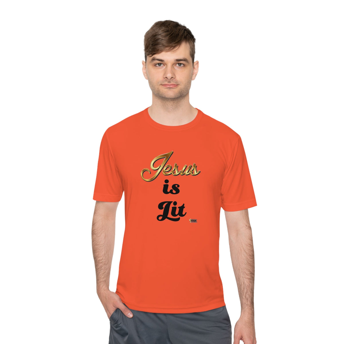 Jesus is Lit Men's Moisture Wicking Sports Tee-KVOM KVOM Christian Clothing; Women’s Clothing; Women’s T-Shirts; Men's Clothing; Men's T-Shirts, Hoodies Sale; Ladies Tops; Ladies Dresses; Floral Tops; Floral Dresses; Flower Clothes; Activewear; Glorious; Psalms; Blessings On Blessings; Teens Clothing; Christian Book Store; Girl’s Clothing Sale; Mother’s Day Sale; Gifts For Sister; Christian Gifts; Gifts for Daughter; Spring Sale; Clearance Sale; Jesus; Christ Is King; Holy Ghost; God Got Me; Spiritual Warri