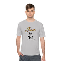 Jesus is Lit Men's Moisture Wicking Sports Tee-KVOM KVOM Christian Clothing; Women’s Clothing; Women’s T-Shirts; Men's Clothing; Men's T-Shirts, Hoodies Sale; Ladies Tops; Ladies Dresses; Floral Tops; Floral Dresses; Flower Clothes; Activewear; Glorious; Psalms; Blessings On Blessings; Teens Clothing; Christian Book Store; Girl’s Clothing Sale; Mother’s Day Sale; Gifts For Sister; Christian Gifts; Gifts for Daughter; Spring Sale; Clearance Sale; Jesus; Christ Is King; Holy Ghost; God Got Me; Spiritual Warri