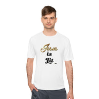 Jesus is Lit Men's Moisture Wicking Sports Tee-KVOM KVOM Christian Clothing; Women’s Clothing; Women’s T-Shirts; Men's Clothing; Men's T-Shirts, Hoodies Sale; Ladies Tops; Ladies Dresses; Floral Tops; Floral Dresses; Flower Clothes; Activewear; Glorious; Psalms; Blessings On Blessings; Teens Clothing; Christian Book Store; Girl’s Clothing Sale; Mother’s Day Sale; Gifts For Sister; Christian Gifts; Gifts for Daughter; Spring Sale; Clearance Sale; Jesus; Christ Is King; Holy Ghost; God Got Me; Spiritual Warri