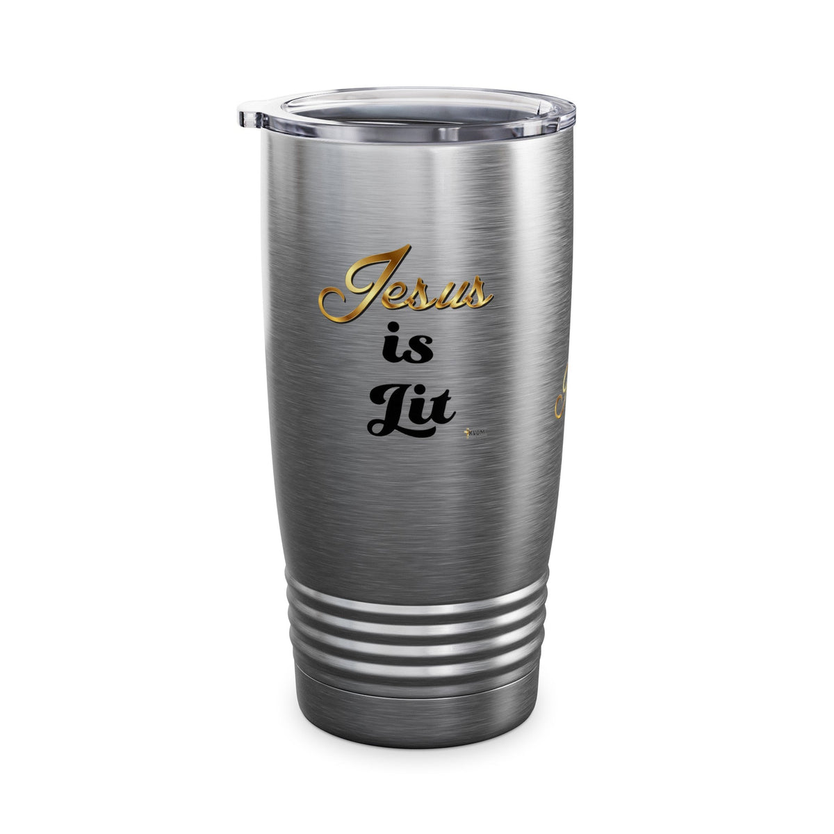 Jesus is Lit Ringneck Tumbler, 20oz, Steel, White-KVOM KVOM Christian Clothing; Women’s Clothing; Women’s T-Shirts; Men's Clothing; Men's T-Shirts, Hoodies Sale; Ladies Tops; Ladies Dresses; Floral Tops; Floral Dresses; Flower Clothes; Activewear; Glorious; Psalms; Blessings On Blessings; Teens Clothing; Christian Book Store; Girl’s Clothing Sale; Mother’s Day Sale; Gifts For Sister; Christian Gifts; Gifts for Daughter; Spring Sale; Clearance Sale; Jesus; Christ Is King; Holy Ghost; God Got Me; Spiritual Wa