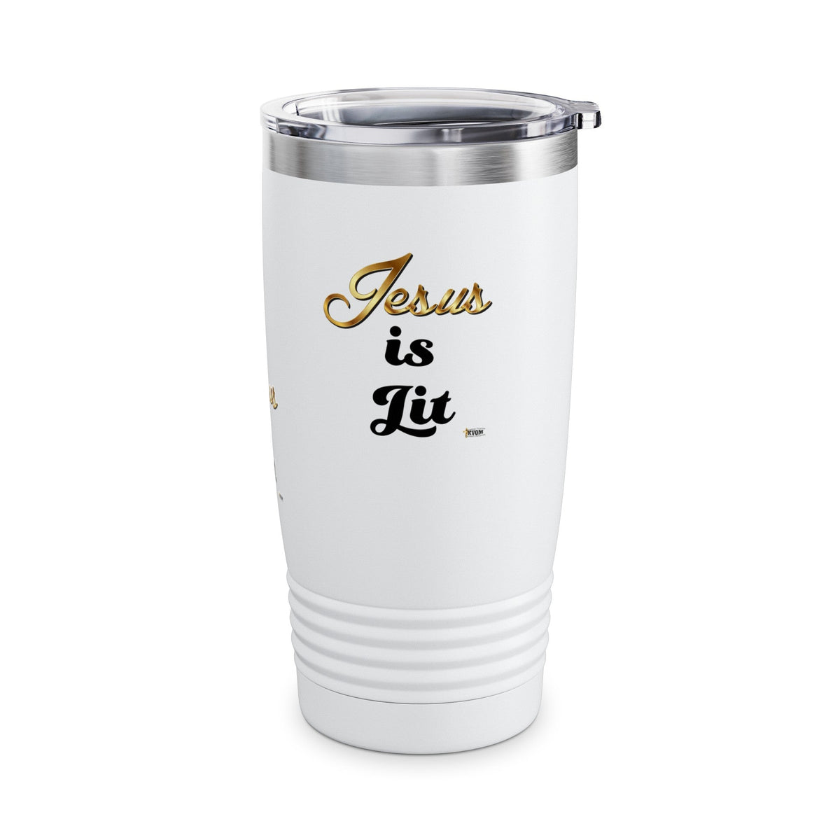 Jesus is Lit Ringneck Tumbler, 20oz, Steel, White-KVOM KVOM Christian Clothing; Women’s Clothing; Women’s T-Shirts; Men's Clothing; Men's T-Shirts, Hoodies Sale; Ladies Tops; Ladies Dresses; Floral Tops; Floral Dresses; Flower Clothes; Activewear; Glorious; Psalms; Blessings On Blessings; Teens Clothing; Christian Book Store; Girl’s Clothing Sale; Mother’s Day Sale; Gifts For Sister; Christian Gifts; Gifts for Daughter; Spring Sale; Clearance Sale; Jesus; Christ Is King; Holy Ghost; God Got Me; Spiritual Wa